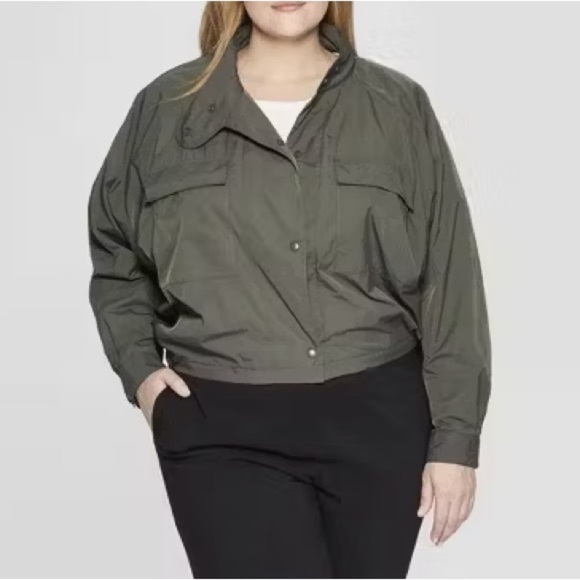 Prologue Sea Green Crop Utility Bomber Jacket - Picture 1 of 10
